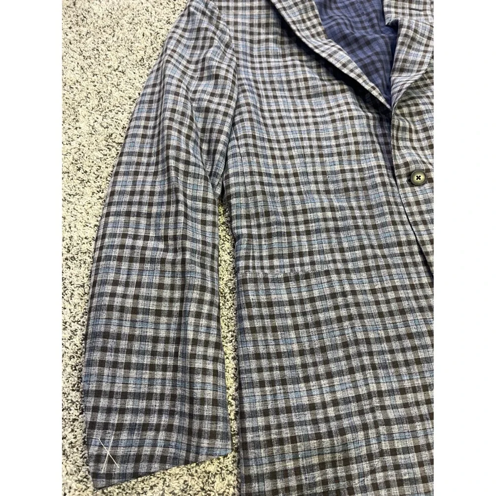 Ermenegildo Zegna DUO Blue Plaid Linen Silk Street Jacket Blazer Switzerland